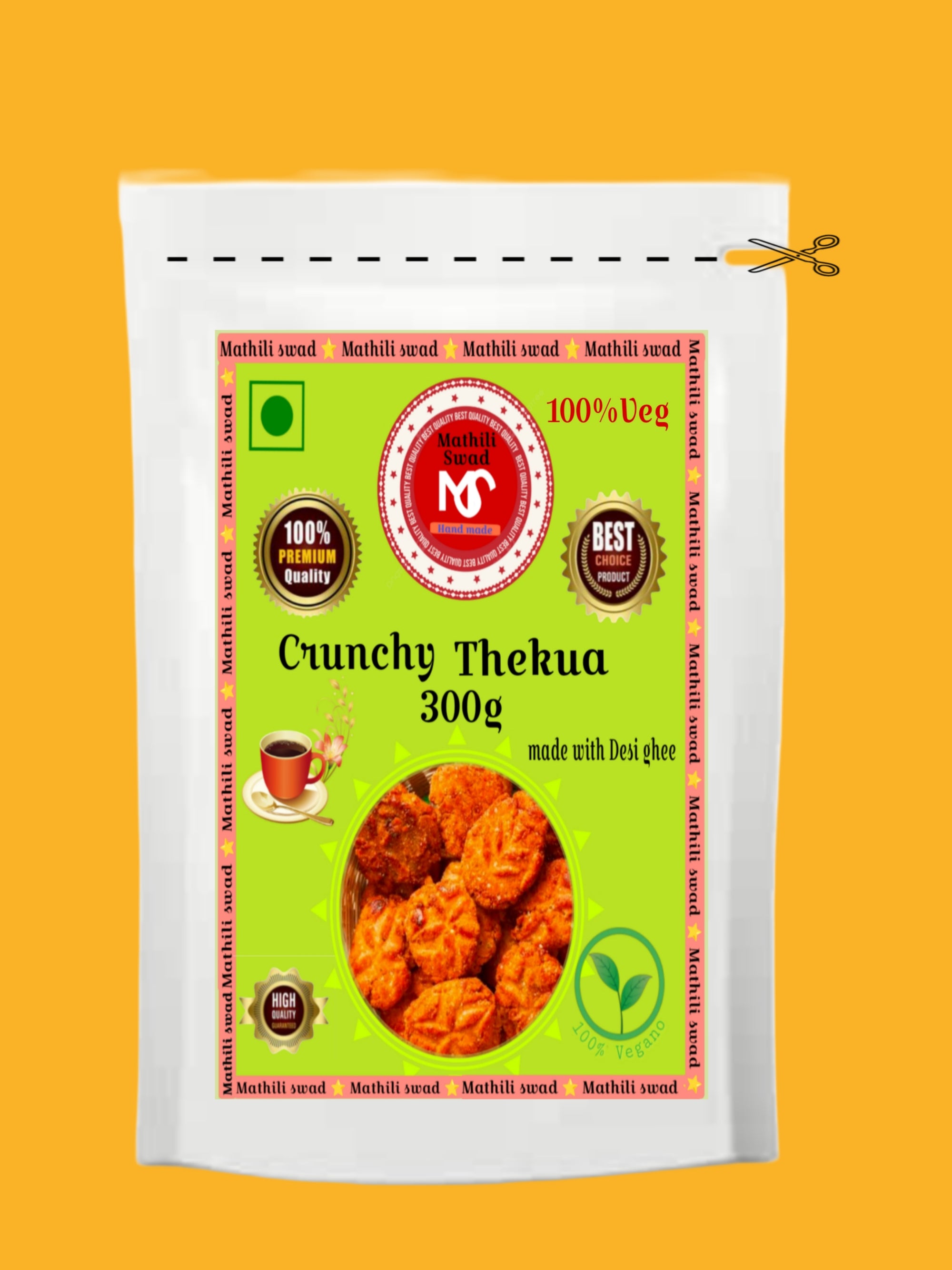 Mathili Swad Crunchy Thekua 300g – Traditional Bihari Sweet Snack | Handmade with Desi Ghee"